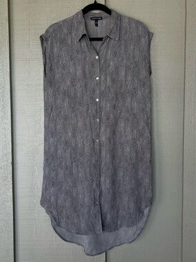 EILEEN FISHER Silk Button Down Tunic Snake Print XS